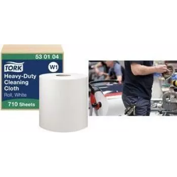 TORK W1 Premium daugiafunkcis valymo šluostžių ritinys, 1 sluoksnio, baltas, 270 m, ypač tvirtas, neaustinė medžiaga, 710 lapų, 1 ritinys (530104)