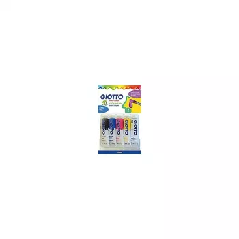 GIOTTO itin smulkaus guašo dažų rinkinys, 5 x 10 ml aliuminio tūbelės, įvairios spalvos (balta, pagrindinė geltona, pagrindinė raudona, pagrindinė mėlyna, juoda) F65440000