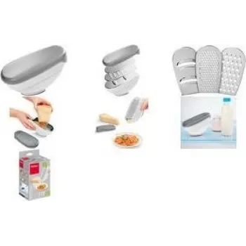 Metaltex Universal Grater Trio-Box, 3 įdėklai, pilkas/baltas 199709080