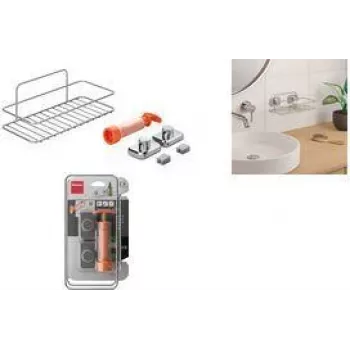 Metaltex Reflex Luxy Vacuum-Fix sieninė lentyna, sidabrinė, 1 pakopa, 403329000