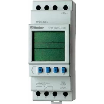 Finder 12.91.8.230.0000 skaitmeninis laiko jungiklis, DIN bėgelis, 1 perjungiamasis kontaktas, 16 A, 230 V AC, paros programa