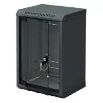 Triton 10 inch sieninis spintos korpusas 6U 300mm gylio, stiklinės durelės, juodas RAL 9005 RBA-06-AS3-BAX-C1