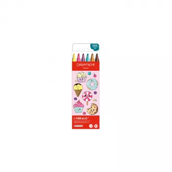 CARAN D'ACHE Fibralo Kawaii Candy flomasteriai, 6 dalių rinkinys, vandeniniai, vandenyje tirpūs dažai, naudojimui sausai arba šlapiai (185.802)