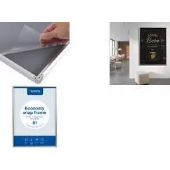 EUROPEL Economy plakatų rėmelis DIN B1, 25 mm, sidabrinis anoduotas aliuminis, atsegamas rėmelis 355098