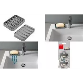 Metaltex Gravity-Soap muilo padėklas, pilkas, PEVA/EVA, reversinis, 1 vnt. 297019000