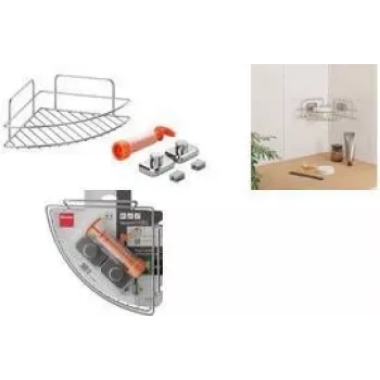 Metaltex Reflex LUXY & VacuumFix kampinė lentyna, sidabrinė, 1 pakopa, montavimas be gręžimo 403330000