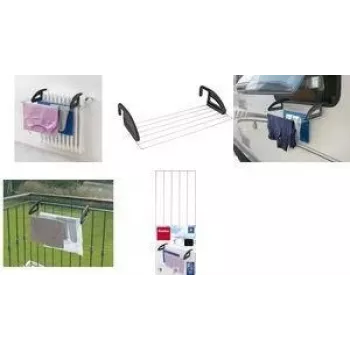 Metaltex Click radiatorių ir balkonų drabužių džiovinimo stovas, sidabrinis/juodas, 3 m džiovinimo ilgis, sulankstomas, epoksidinėmis danga padengtas plienas, 5 strypai 405810039