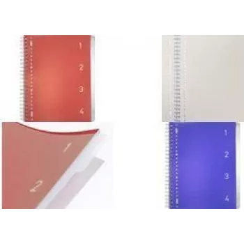 KANGARO College Block 4-in-1, DIN A4, 100 lapų, liniuotė, mėlyni PP viršeliai, su 4 perkeliamais skiriamaisiais lapais K-58381