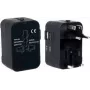 PAVO universalus kelioninis adapteris su USB įkrovimu (US/AU/EU/UK), juodas 8025329