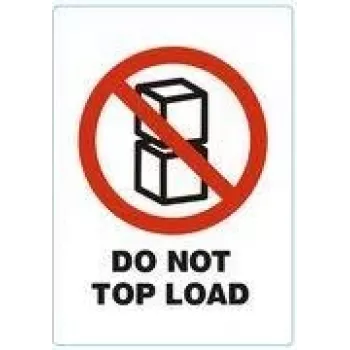 RILLPRINT DO NOT TOP LOAD Nuolatinio klijavimo įspėjamosios etiketės, baltos su raudonu/juodu tekstu, 74 x 105 mm, 500 etikečių rulone 76950