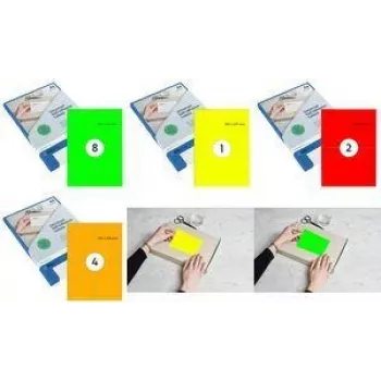 RILLPRINT B84312 fluorescencinės oranžinės lipnios etiketės 70 x 37 mm, A4, 24 etiketės/lape, 100 lapų (2400 etikečių), rašaliniams/lazeriniams spausdintuvams