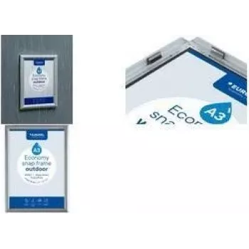 EUROPEL Economy Outdoor A4 spragtukinis rėmelis, sidabrinis anoduotas aliuminis, 25 mm suapvalintas profilis, antirefleksinis PET 355131