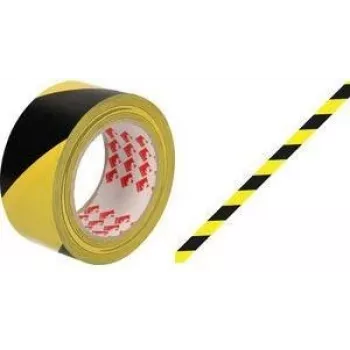RAADHUIS grindų žymėjimo juosta, 50 mm x 33 m, juoda/geltona PVC, 1 ritinys RD-351142-3