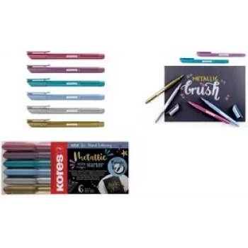 Kores Fasermaler Brush Tip Marker Metallic Style Brushpen metalinėmis spalvomis, teptuko antgalis, idealus menui ir rankdarbiams - 1 vnt. (M21461)