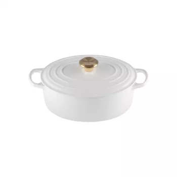 LE CREUSET emaliuotas ketaus ovalus troškinimo puodas 27 cm 4,1 l baltas