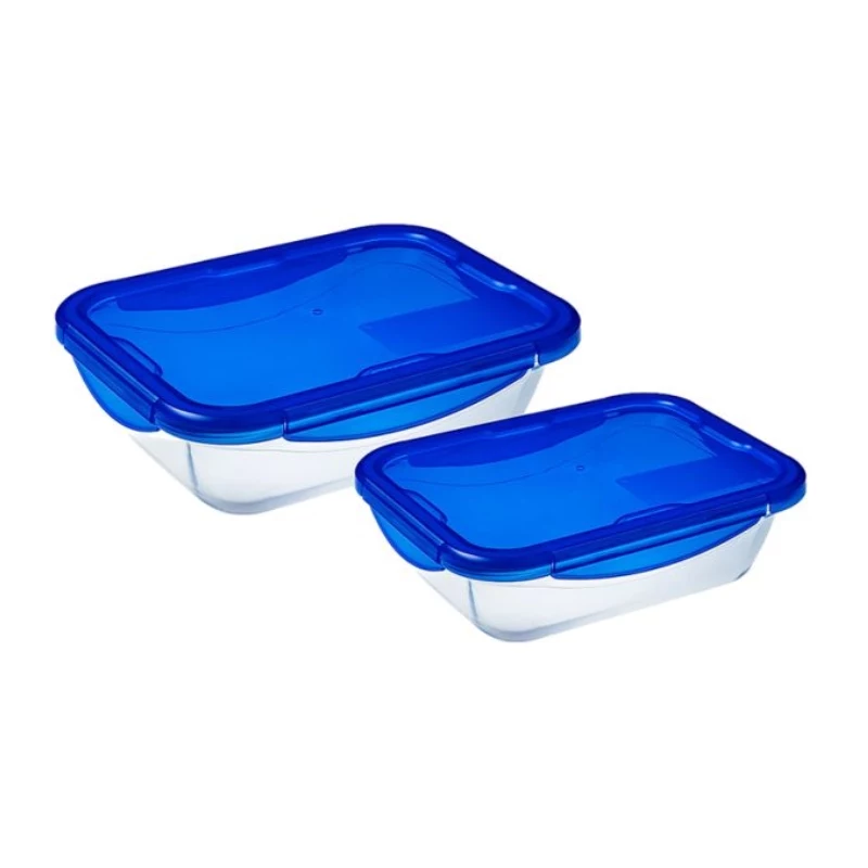 PYREX Cook&Go stiklinė talpa su dangteliu, 2 vnt. rinkinys