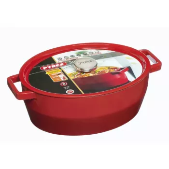 Pyrex ketaus ovali troškinimo forma 5,8 l raudona 33x25 cm