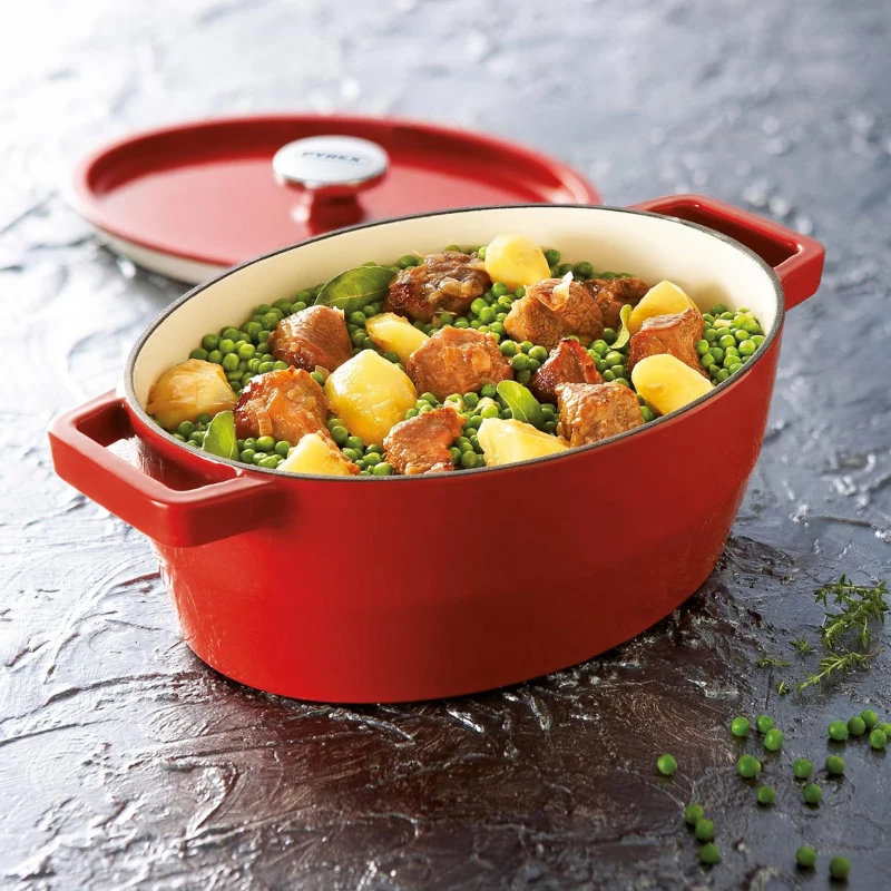 Pyrex ketaus ovali troškinimo forma 5,8 l raudona 33x25 cm