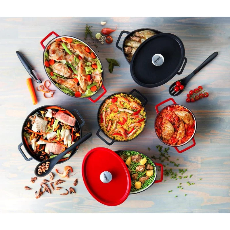 Pyrex ketaus ovali troškinimo forma 3,8L raudona 29x21cm