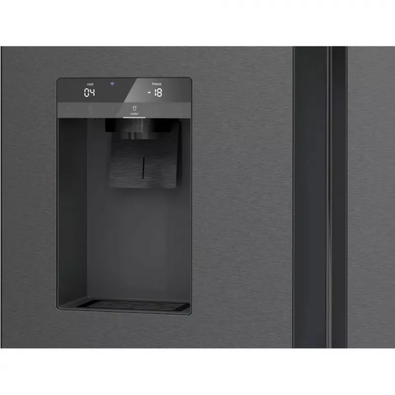 Siemens KF96DPXEA iQ700 prancūziškų durų šaldytuvas-šaldiklis su vandens ir ledo dozatoriumi, 183 cm, energijos klasė E, nerūdijantis plienas