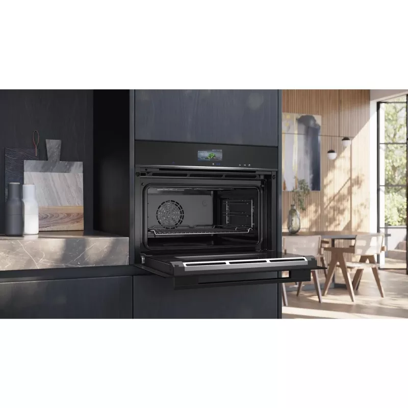 Siemens CS736G1B1 iQ700 įmontuojama kompaktiška orkaitė su garų funkcija, 47 L, TFT jutiklinis ekranas, Home Connect, juoda