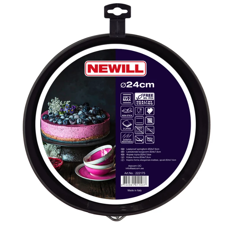 NEWILL atsegama apvali kepimo forma Ø24x7,6 cm juoda neprideganti anglinio plieno