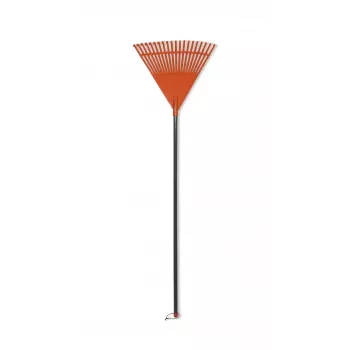 HORTUS lapų grėblys su aliuminio kotu, oranžinė 45 cm galva, 20 dantukų