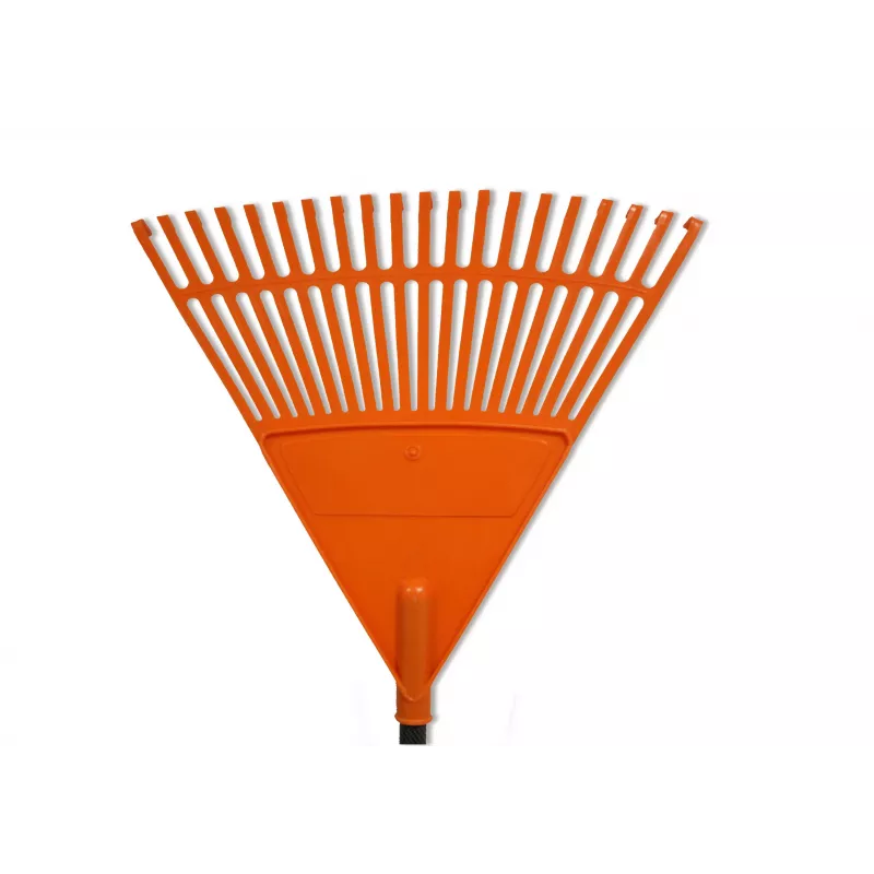 HORTUS lapų grėblys su aliuminio kotu, oranžinė 45 cm galva, 20 dantukų