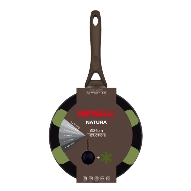 NEWILL Natura 24 cm indukcinė keptuvė su apsauginiu kraštu, ruda