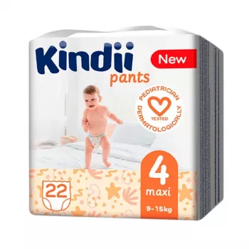 Kindii Maxi 4 dydžio vienkartinės sauskelnės (9-15 kg) 22 vnt.