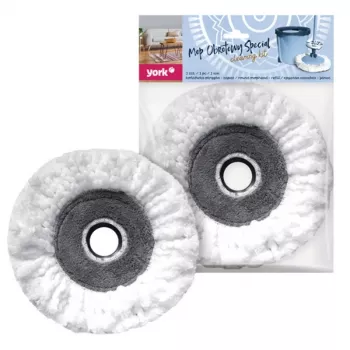 YORK Keičiamas mopų antgalis, skirtas Vileda Easy Wring & Clean Turbo – mikropluošto, trikampis, baltas su raudonomis detalėmis