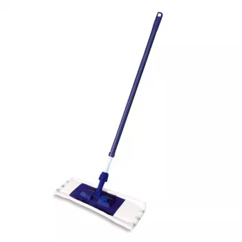YORK Smart plokščiasis šluostės šepetys 45x15 cm su teleskopiniu kotu 74-130 cm, mikropluoštas, pilkas/mėlynas