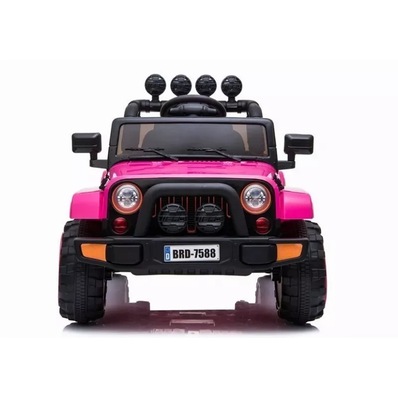LEAN CARS BRD-7588 rausvas 12V elektrinis važiuojamasis džipas vaikams su LED apšvietimu, MP3, nuotolinio valdymo pulteliu, 4x4