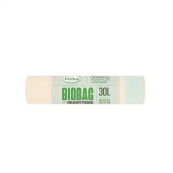 BioBag kompostuojami maišai su virvele 30L, 10 vnt. rulone, 50x60 cm, žali