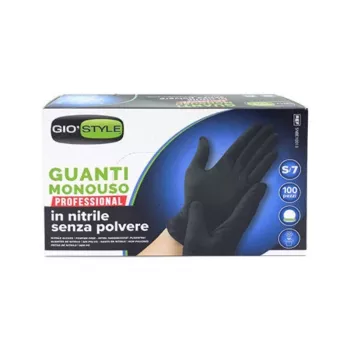 GIOSTYLE nitrilinės vienkartinės pirštinės 100 vnt. juodos S dydis 24x8,5x0,05 cm