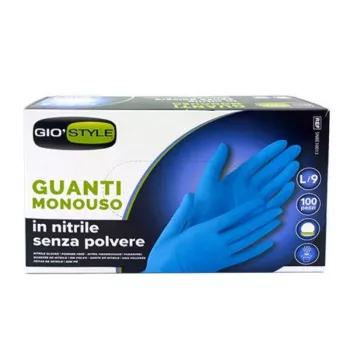 GIOSTYLE nitrilinės vienkartinės pirštinės, be pudros, mėlynos, dydis L, 100 vnt.