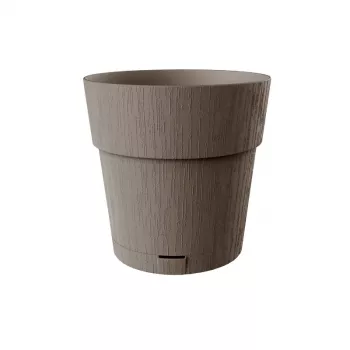STEFANPLAST Ethica gėlių vazonas su padėklu, 25x25 cm, rudos spalvos, 8,5 l, perdirbtas plastikas