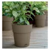 STEFANPLAST Ethica gėlių vazonas su padėklu, 25x25 cm, rudos spalvos, 8,5 l, perdirbtas plastikas