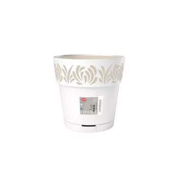 STEFANPLAST Gaia vazonas su padėklu Ø20x19cm Baltas