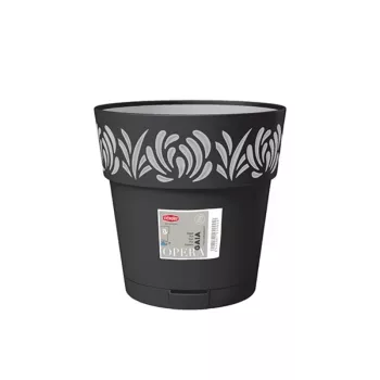 STEFANPLAST Gaia vazonas su padėklu Ø25x25cm juodas