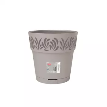STEFANPLAST Gaia vazonas su padėklu Ø25x25 cm šviesiai pilkas