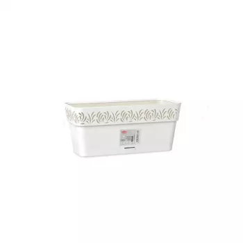 STEFANPLAST gėlių dėžė su padėklu Gaia 30x13x12 cm balta