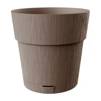 STEFANPLAST Ethica apvali gėlių vazonas su padėklu, rudos spalvos, 40x39 cm, 25 L