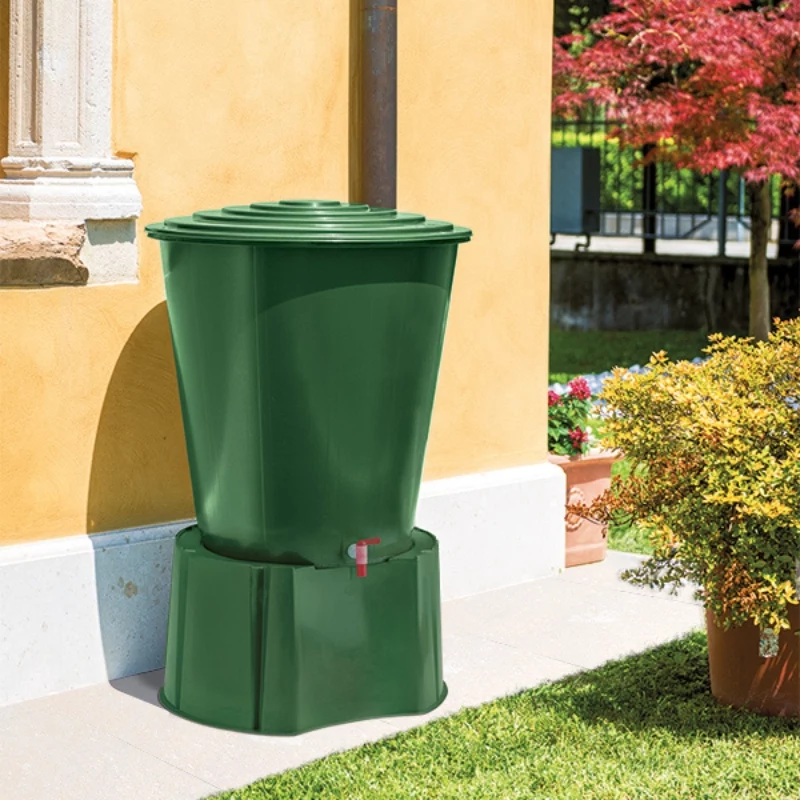 STEFANPLAST Lietaus vandens statinė 210L su dangčiu ir čiaupu Ø76,5x84cm Žalia