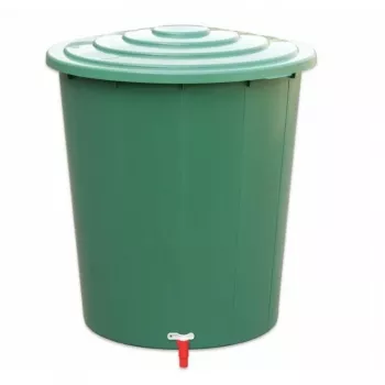 STEFANPLAST vandens statinė 310L su dangčiu ir čiaupu, žalia, Ø80x97cm