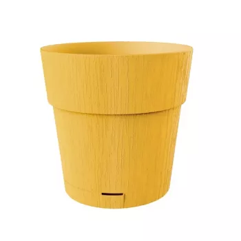 STEFANPLAST Ethica apvali gėlių vaza su padėklu, 25 cm, garstyčių geltonumo