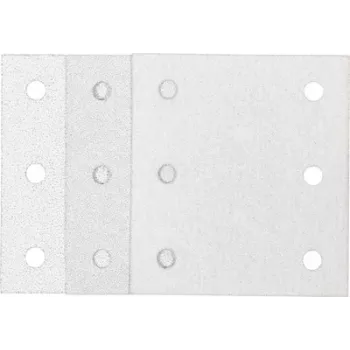 Makita 192352-4 šlifavimo popieriaus rinkinys, 10 dalių, grūdėtumas P60/P100/P150, 102 x 114 mm, su kibuku ir kilpele, skirtas daugiafunkciams įrankiams