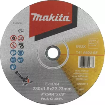 Makita E-13764 pjovimo diskas 230 mm, 22,23 mm kiaurymė, 1,9 mm storis, metalui ir nerūsėjančiam plienui