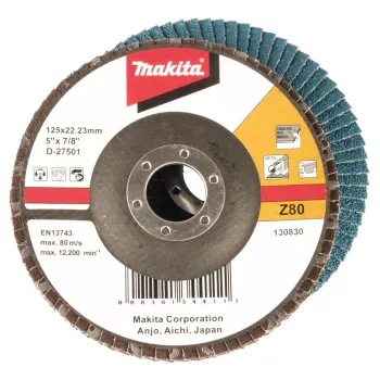 Makita D-27501 Skiautelinis diskas 125mm Zirkoninis 80 grūdėtumo Kūginis