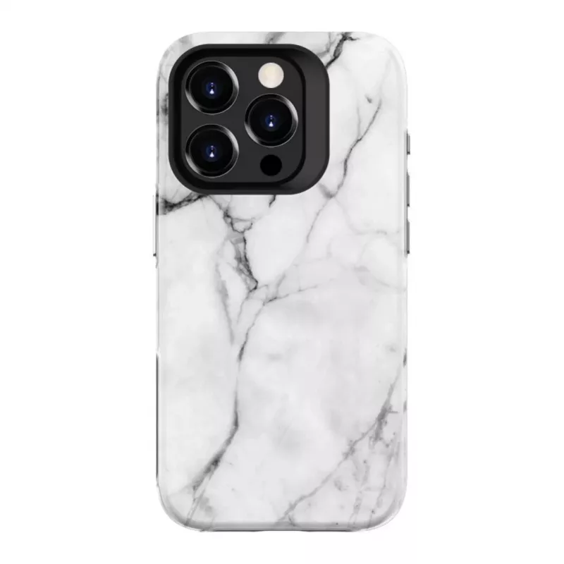 Evelatus Armor dėklas Apple iPhone 15 Pro – TPU+PC hibridas, marmuro baltas spaudinys